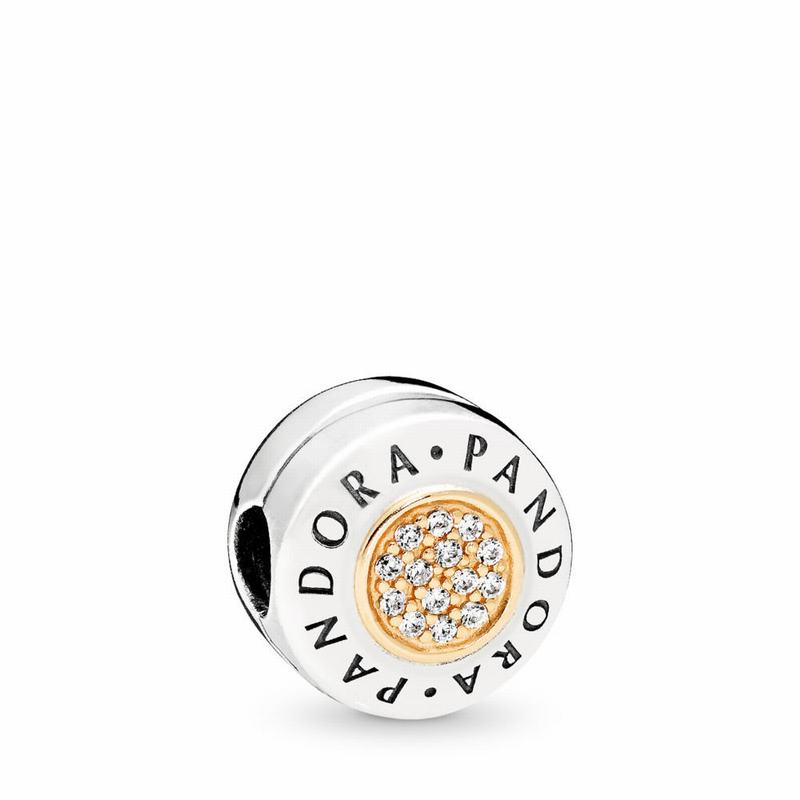 Pandora Signature Clip Charm - Two Tone/Cubic Zirconia - Canada | KG3234FW